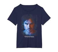The Vampire Diaries Damon Face T-Shirt, Women's Plus, Navy Blue, 6X