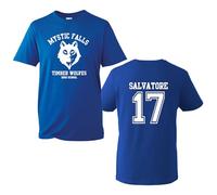 The Vampire Diaries Inspired T-Shirt - Mystic Falls Salvatore 17 Front & Back Print | Crew Neck Unisex T-Shirt |Regular Fit 100% Cotton Printed TT Shirt for UK Men/Women/Kids Royal