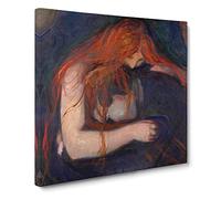 The Vampire Vol.1 by Edvard Munch Canvas Print | Gallery Wrapped 30mm Frame Wall Art | 20x20 inches | Ready to Hang | Modern Horror Picture | Living Room Bedroom Lounge Office