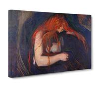 The Vampire Vol.1 By Edvard Munch Canvas Print | Gallery Wrapped 30mm Frame Wall Art | 30x20 inches | Ready to Hang | Classic Horror Picture | Living Room Bedroom Lounge Office