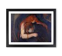 The Vampire Vol.1 By Edvard Munch Classic Painting Framed Print | A3 Black Framed Wall Art | Ready to Hang | Classic Horror Picture | Living Room Bedroom Lounge Office