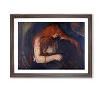 The Vampire Vol.1 By Edvard Munch Classic Painting Framed Print | A3 Walnut Framed Wall Art | Ready to Hang | Classic Horror Picture | Living Room Bedroom Lounge Office