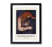 The Vampire Vol.1 By Edvard Munch Exhibition Museum Painting Framed Print | A3 Black Framed Wall Art | Ready to Hang | Modern Horror Picture | Living Room Bedroom Lounge Office