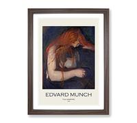 The Vampire Vol.1 By Edvard Munch Exhibition Museum Painting Framed Print | A3 Walnut Framed Wall Art | Ready to Hang | Modern Horror Picture | Living Room Bedroom Lounge Office