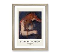The Vampire Vol.1 By Edvard Munch Exhibition Museum Painting Framed Wall Art Print, Ready to Hang Picture for Living Room Bedroom Home Office Décor, Oak A2 (64 x 46 cm)