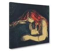 The Vampire Vol.2 by Edvard Munch Canvas Print | Gallery Wrapped 30mm Frame Wall Art | 20x20 inches | Ready to Hang | Modern Horror Picture | Living Room Bedroom Lounge Office