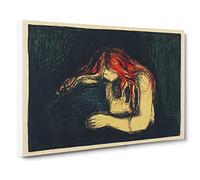 The Vampire Vol.2 By Edvard Munch Canvas Print | Gallery Wrapped 30mm Frame Wall Art | 24x16 inches | Ready to Hang | Classic Horror Picture | Living Room Bedroom Lounge Office