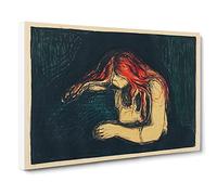 The Vampire Vol.2 By Edvard Munch Canvas Print | Gallery Wrapped 30mm Frame Wall Art | 30x20 inches | Ready to Hang | Classic Horror Picture | Living Room Bedroom Lounge Office