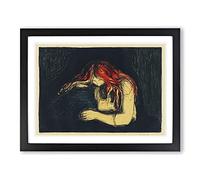 The Vampire Vol.2 By Edvard Munch Classic Painting Framed Print | A2 Black Framed Wall Art | Ready to Hang | Classic Horror Picture | Living Room Bedroom Lounge Office