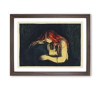The Vampire Vol.2 By Edvard Munch Classic Painting Framed Print | A3 Walnut Framed Wall Art | Ready to Hang | Classic Horror Picture | Living Room Bedroom Lounge Office