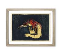 The Vampire Vol.2 By Edvard Munch Classic Painting Framed Print | A4 Oak Framed Wall Art | Ready to Hang | Classic Horror Picture | Living Room Bedroom Lounge Office