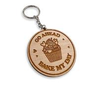 The Vanilla Valley Go Ahead Bake My Day - Cupcake - Keyring for Bakers, Cake Makers