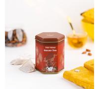 THE VEDAS CACAO TEA TIN | Herbal Tea | 100% Natural Ingredients | Tea Gift Luxury Tin | 20 HANDSTITCHED COTTON TEABAGS