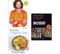 The Vegan Longevity Diet, Veggie Lean in 15, Bosh 3 Books Colllection Set NEW