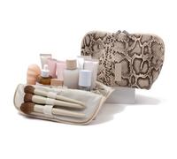 THE VERTI-Vertical Waterproof Makeup & Toiletry Bag | 23-Pocket Organizer with Upright, Fold-Down Design for Skincare, Toiletries & Essentials (Snake, Medium)