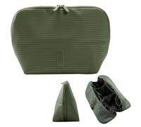 THE VERTI-Vertical Waterproof Makeup & Toiletry Bag | 23-Pocket Organizer with Upright, Fold-Down Design for Skincare, Toiletries & Essentials (Olive, Medium)