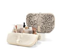 THE VERTI-Vertical Waterproof Makeup & Toiletry Bag | 23-Pocket Organizer with Upright, Fold-Down Design for Skincare, Toiletries & Essentials (Snake, Large)