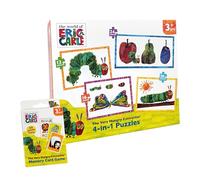 The Very Hungry Caterpillar 4-in-1 Kids Puzzle Set & Memory Card Game Bundle - 12, 16, 20 & 24 Piece Jigsaw Puzzles Plus 54 Card Matching Game - Eric Carle Educational Toy for Toddlers Age 3+