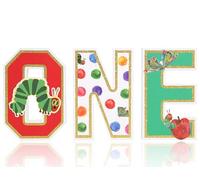 The Very Hungry Caterpillar ONE Sign- First Birthday Decorations For Boy Girl,Gold Glitter Apple Party Decor, 3D Standing Letters,Caterpillar Highchair Banner Photo Backdrop,Fruit 1st Year Baby Shower