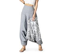 The Veshti Company Women's Printed Summer Harem Pants, Cotton Boho Hippie Casusal Oversized Palazzo Pant for Women, Fate Weaver Grey-white, XL