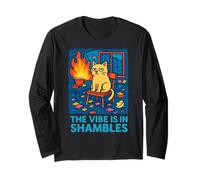 The Vibe Is In Shambles Funny Cat Graphic Long Sleeve T-Shirt