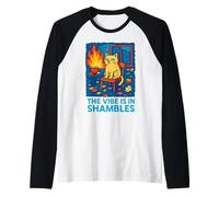 The Vibe Is In Shambles Funny Cat Graphic Raglan Baseball Tee