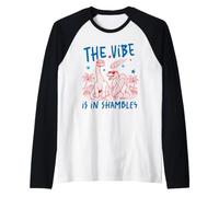 The Vibe is in Shambles Funny Dinosaur Summer Raglan Baseball Tee