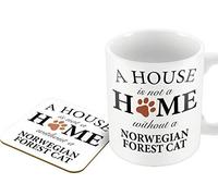 The Victorian Printing Co - A House is Not A Home Without A Norwegian Forest Cat - Mug and Coaster Set