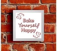 The Victorian Printing Co - Bake Yourself Happy a design in icing sugar pink for those hot cooks - White