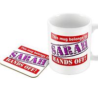 The Victorian Printing Co - Belongs to Sarah - Hands Off! - Mug and Coaster Set