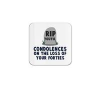 The Victorian Printing Co - Condolences On The Loss Of Your Forties - Funny 50th Birthday Single Coaster