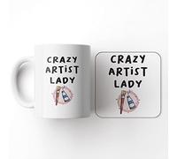 The Victorian Printing Co - Crazy Artist Lady - Mug and Coaster Set, Ceramic, 11 fl. oz.