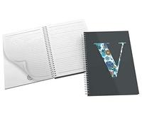 The Victorian Printing Co - Floral Detailed Pattern Initial Alphabet Design V - Grey - Notebook