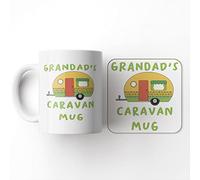 The Victorian Printing Co - Grandad's Caravan Mug - Funny Birthday Gift Green Mug and Coaster Set, Ceramic, 11 fl. oz.