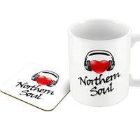 The Victorian Printing Co - Heart and Headphones Design - I Love Northern Soul - Mug and Coaster Set