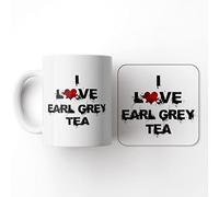The Victorian Printing Co - I Love Drink - Earl Grey Tea - Mug and Coaster Set, Ceramic, 11 fl. oz.