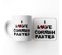 The Victorian Printing Co - I Love Food - Cornish Pasties - Mug and Coaster Set, Ceramic, 11 fl. oz.