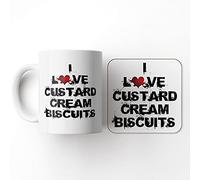 The Victorian Printing Co - I Love Food - Custard Cream Biscuits - Mug and Coaster Set