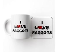 The Victorian Printing Co - I Love Food - Faggots - Mug and Coaster Set, Ceramic, 11 fl. oz.