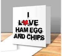 The Victorian Printing Co - I Love Food Greeting Card - Ham Egg And Chips - Square Greeting Card