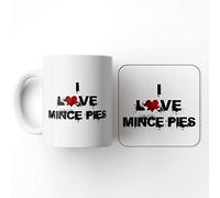 The Victorian Printing Co - I Love Food - Mince Pies - Mug and Coaster Set, Ceramic, 11 fl. oz.