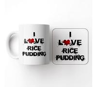 The Victorian Printing Co - I Love Food - Rice Pudding - Mug and Coaster Set, Ceramic, 11 fl. oz.