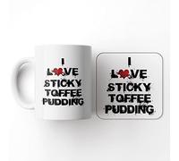 The Victorian Printing Co - I Love Food - Sticky Toffee Pudding - Mug and Coaster Set, Ceramic, 11 fl. oz.