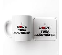 The Victorian Printing Co - I Love Food - Tuna Sandwiches - Mug and Coaster Set, Ceramic, 11 fl. oz.