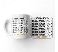 The Victorian Printing Co - I Really Really ... Really Like Cheese - Funny Birthday Gift Mug and Coaster Set, Ceramic, 11 fl. oz.