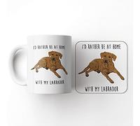 The Victorian Printing Co - I'd Rather be at Home with My Fox Red Labrador - Original Illustration - Mug & Coaster Set