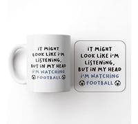 The Victorian Printing Co - I'd Rather Be Watching Football - Funny Birthday Gift Mug and Coaster Set, Ceramic, 11 fl. oz.