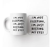 The Victorian Printing Co - I'm Not Sleeping, I'm Just Resting My Eyes - Funny Gift Mug and Coaster Set, Ceramic, 11 fl. oz.