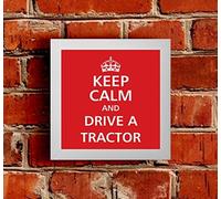 The Victorian Printing Co - Keep Calm - And Drive A Tractor - Framed Picture - White