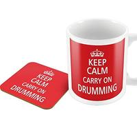The Victorian Printing Co - Keep Calm - Carry On Drumming - Mug and Coaster Set